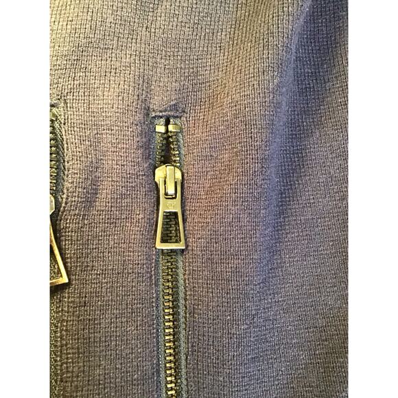 Calvin Klein Moto hoodie Full zip Sweater Faux Leather Shoulder Sz. XL Blue NWT - Picture 7 of 10